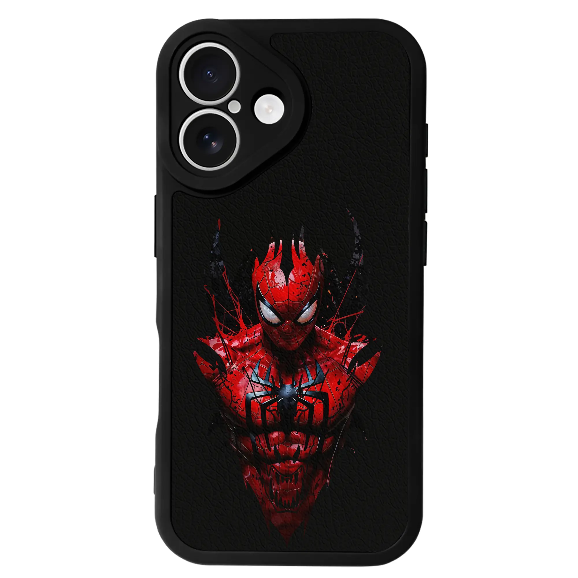 アベンジャーズ (Avenjāzu) グッズ スパイダーマン（Spider-Man） - IPhone 16シリーズ対応 ・ シリコンスマホケース ・ レザー調 ・ 高精度フィット ・ 耐衝撃 ・ ワイヤレス充電対応 ・ 精密カット